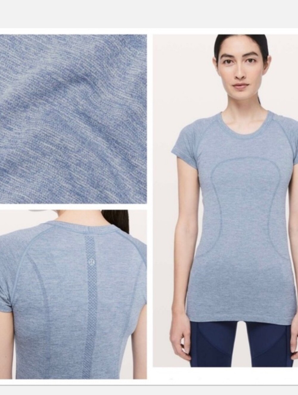 lululemon athletica Swiftly Light Blue Striped Tee
